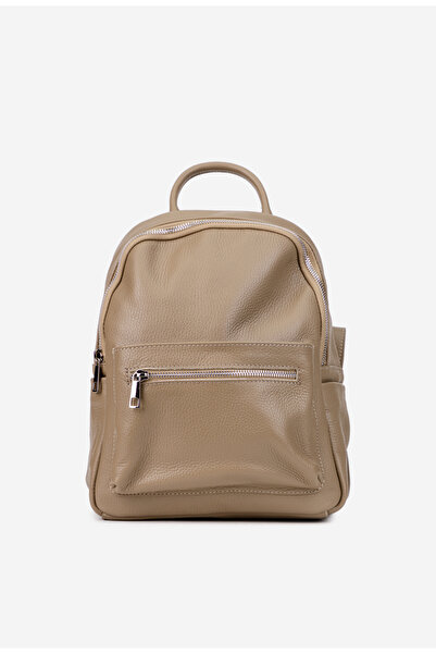 Dasha Taupe women's textured Leather Backpack