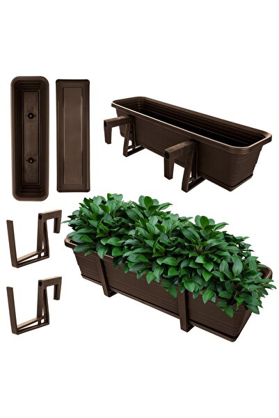 KADAX Balcony Box Flowerpot Flowerpot 60cm Handles Stand Balcony Railing,Brown