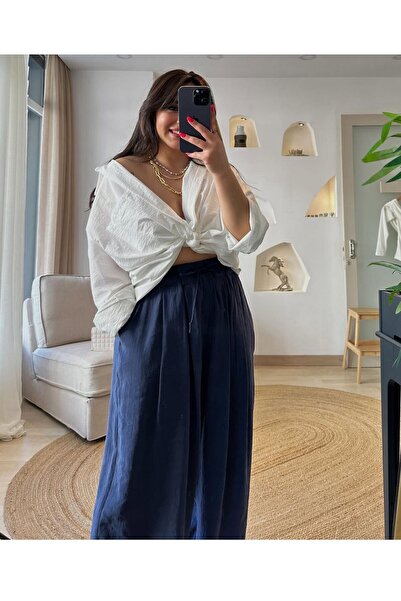 Maxcara Apparel Design Beli Lastikli Yüksel Bel Palazzo Modal Kumaş Pantolon ...