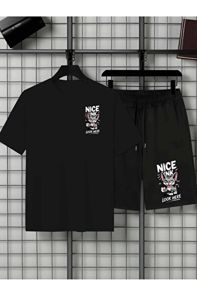 Flow touch Nice Shorts T-Shirt - Shorts Bottom Top Tracksuit Set B Printed O ...