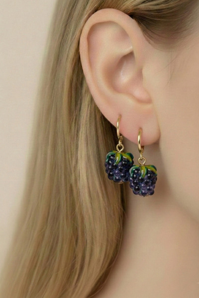 PETEK AKSESUAR Murano El Yapımı Cam Karpuz Küpe