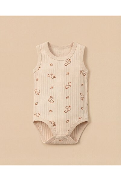 Minory Baby - Sıfır Kol Çıtçıtlı Body | Sincap Motifli
