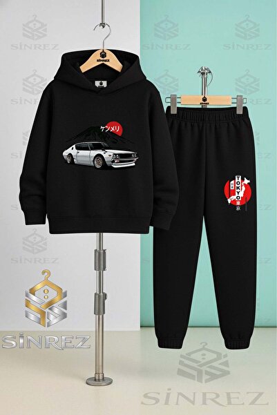 SİNREZ Set de trening cu glugă pentru copii, unisex, CAR TOKYO MOUNTAIN ONUNDE