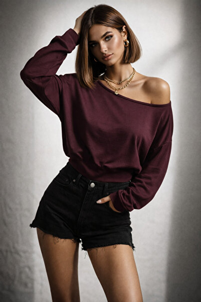 ribana Women's Long Sleeve Regular Oyshy Boat Neck Blouse 25041