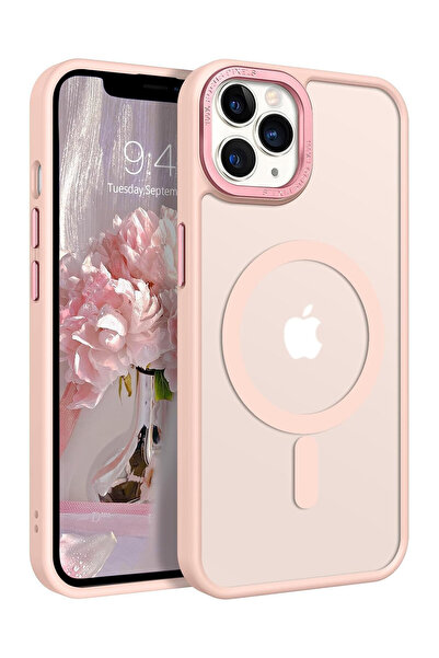 VERTEK Διαφανές ματ μαγνητική θήκη σιλικόνης για iPhone 12 Pro - Ροζ