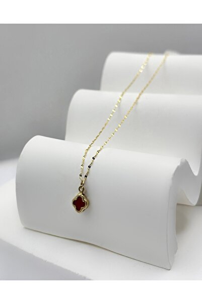 DİAMİNE PIRLANTA 14 Ayar Altın Mini Taşlı Yonca Kolye ( 6mm)