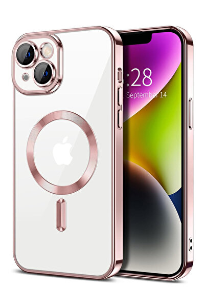 OEM Husa Luxury Magnetica, protectie camere, pentru iPhone 14, Rose Gold