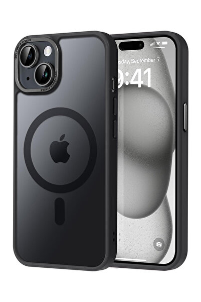 VERTEK Husa Magnetica din Silicon Matte Transparent pentru iPhone 12 - Negru