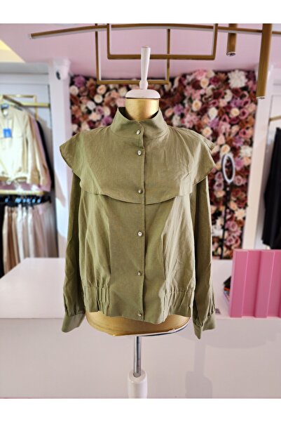 Kayra kadın matcha yeşili düğmeli ceket