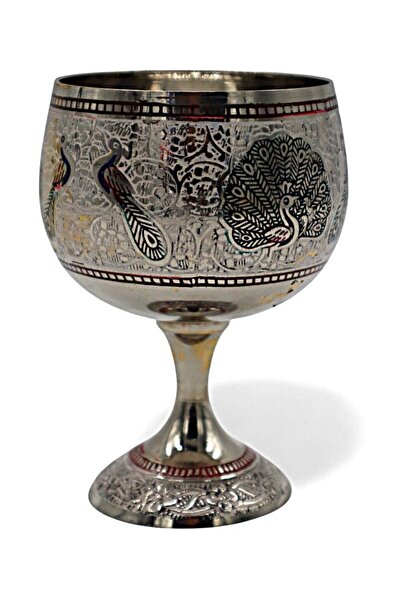 AKDC كأس زجاجي عتيق من النحاس الأصفر - قطعة أنيقة مزخرفة للشرب بلمسة نهائية ف...