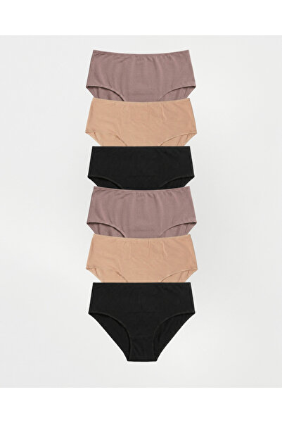 Amarelle Mila Black, Skin, Mocha Visok struk 6-pak Pamuk gaćica