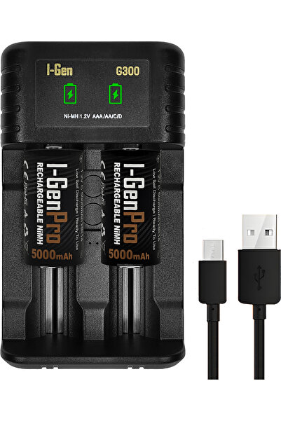 I Gen G32C 2'li Aa/aaa/c/d Pil Şarj Aleti + 2 Adet Pro HR14 C 5000 Mah 1.2V N...
