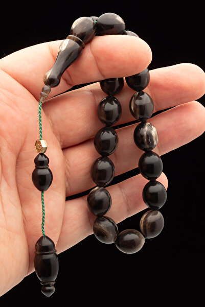 OTTOTESBİH Ανδρικό 11,5x14mm Ροζάριο από κέρατο βουβάλου με μασκότ, Ροζάριο Efe