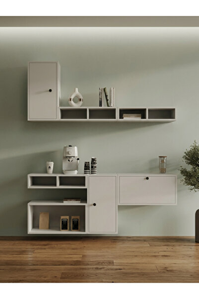 FOR WOMAN DESİGN Ahşap Kahve Köşesi Geometrik Tasarım Çok Fonksiyonlu Duvar R...