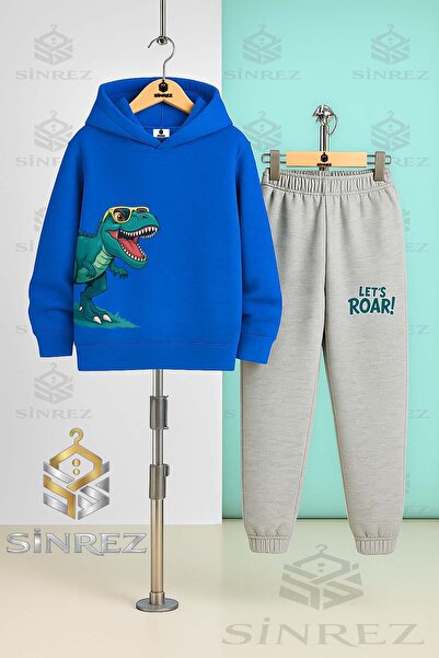 SİNREZ Set de trening cu glugă pentru copii, unisex, DINOZAURO cu ochelari, V...