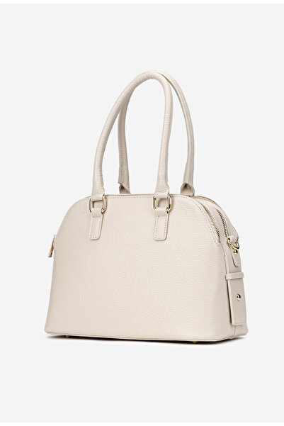 Dasha Women's beige textured Leather bag with three compartments