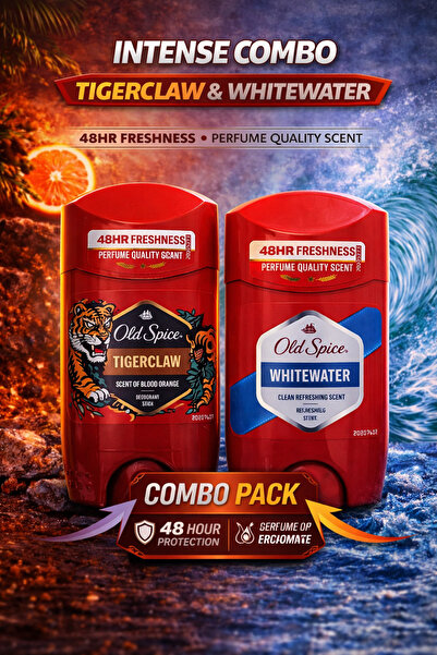 Old Spice مزيل عرق تايجر كلو آند وايت ووتر، انتعاش يدوم 48 ساعة، عبوتان × 50 مل