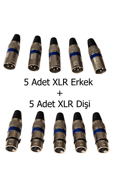 chester 10’lu Profesyonel XLR Jak Seti (5 Dişi + 5 Erkek) - Mikrofon ve Ses K...