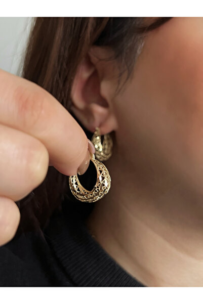 Kuyumcum Ajurlu Oval Halka Küpe