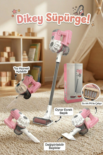 craftivio Vardem 3'ü 1 Arada Oyuncak Dikey Süpürge - Işıklı Sesli Gerçek Vaku...