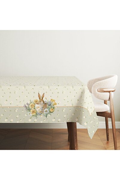 Lenjerii Deosebite Fata de masa bumbac 100% cu flori si iepuras, 140x220cm, Roco