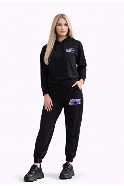 Nobrand Women's Casual Black Set – Hooded & Jogger Pants
