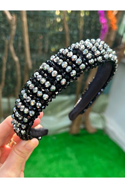 ByMerve Crystal Handwork Black Silver Special Design Hair Accessory High Qual...