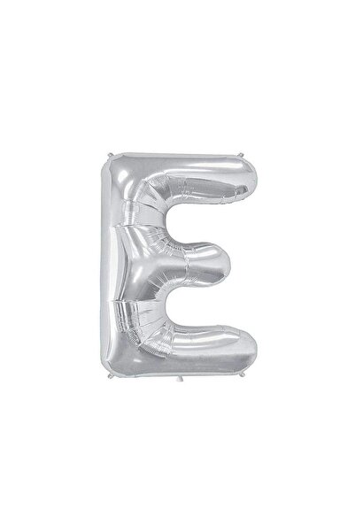 BEST PARTİ Large Size Silver Color 100 cm Letter E Foil Balloon