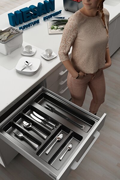 moontime alaçatı Çekmece İçin Esnek Plastik Kaşıklık, Gri, 45'li Modül, 39x48...