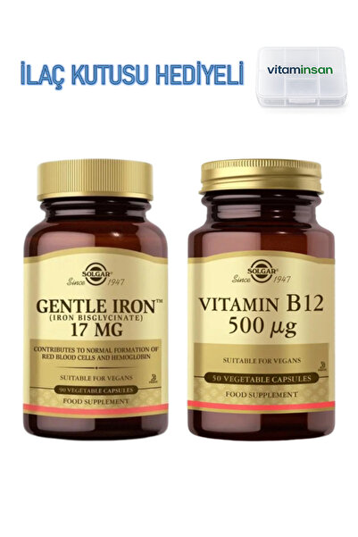Solgar Gentle Iron 17 Mg 90 Capsules + Vitamin B12 500 Mg 50 Capsules