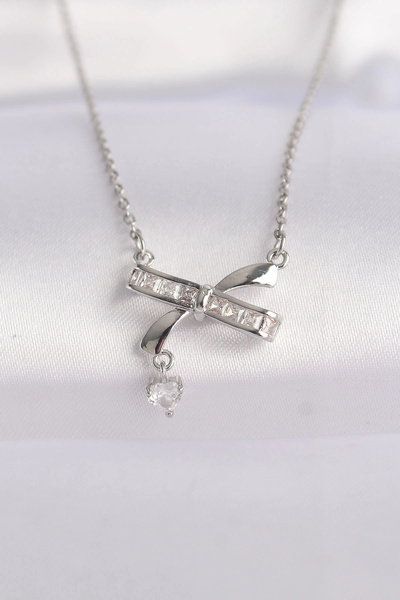 online kapsulavm avm alışveriş 316L Steel Chain Silver Color Zircon Stone Hea...