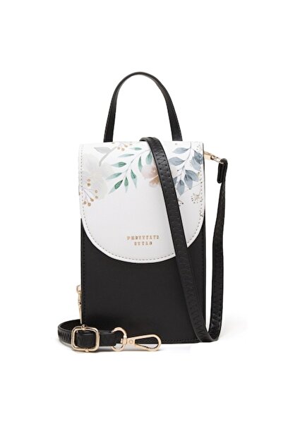 Prettyzys Geantă crossbody pentru telefon, imprimeu floral, piele PU elegantă