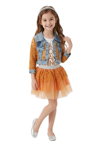 BRANDLAND طقم تنورة بناتي مكون من 3 قطع