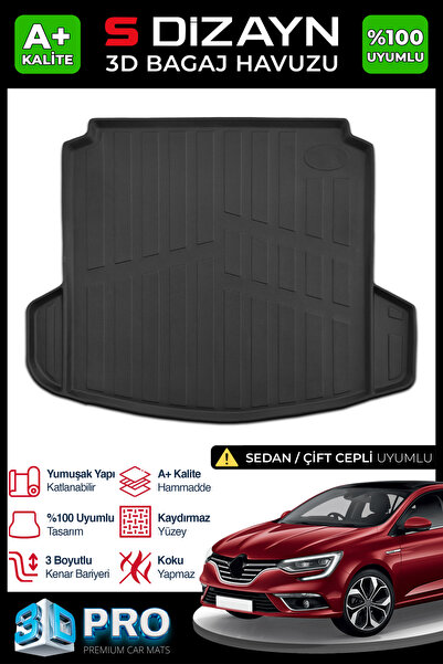 S Dizayn S-Dizayn Renault Megane 4 Sedan 3D Pro Bagaj Havuzu Çift Kulaklı 201...