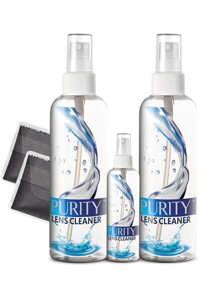 Solution Purity Lens Cleaner Eyeglass Cleaning Kit - 2 x 8 oz and 1 x 2 oz Sp...