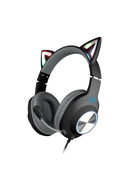 FoxXray Foldable gaming headset, BAL-62 ShinyCat BK, RGB illuminated cat ears...