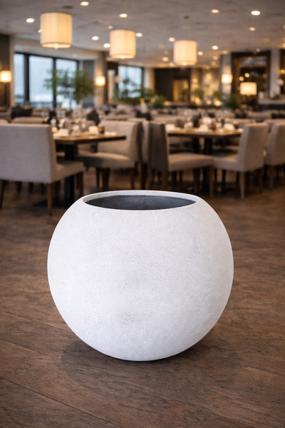 Yades Büyük Boy Beyaz Yuvarlak Dekoratif Saksı – Dayanıklı Fiberglass Modern ...
