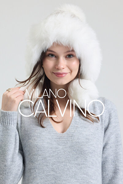 Milano Calvino Noelle Knitted Fur-Trimmed Luxury Beanie – Double Pompom Design