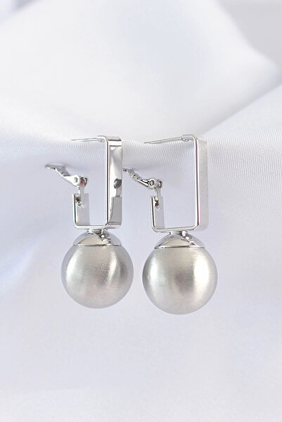 online kapsulavm avm alışveriş Brass Silver Color Rectangular Detail Oval Ear...