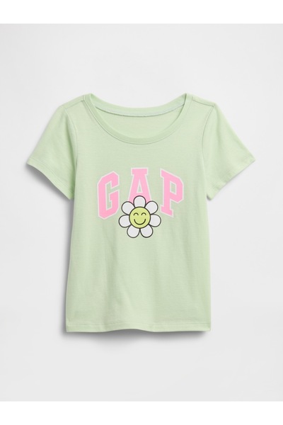 GAP Kız Bebek Açık Yeşil BabyGap Logo T-Shirt