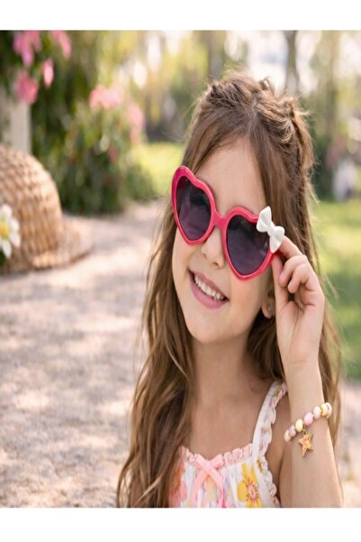Optic Master Çocuk Güneş Gözlüğü Fiyonk Detaylı Kalpli Model 5234 Pembe