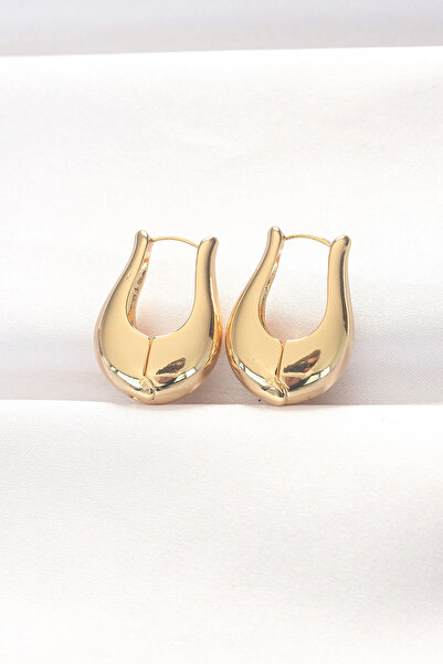 online kapsulavm avm alışveriş Brass Gold Color Curved Earrings