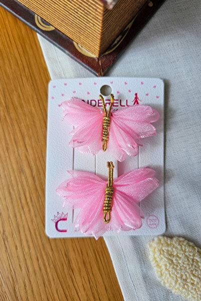 Cinderella 2'li Pembe Tüllü Kanatlı Renkli Kelebek Toka Seti 5cm - Kelebekli ...