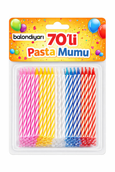 BALON DİYARI 70'li pasta mumu karışık renkli doğum günü mumu
