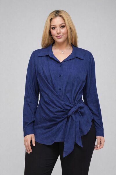 ASSO Young Men's Large Size Shirt with Side Tie Detail