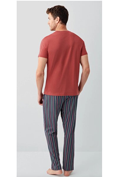 Latelier Midumi Arnetta Men'S, Green/Red Striped , Short Sleeve, Crew Neck, T...