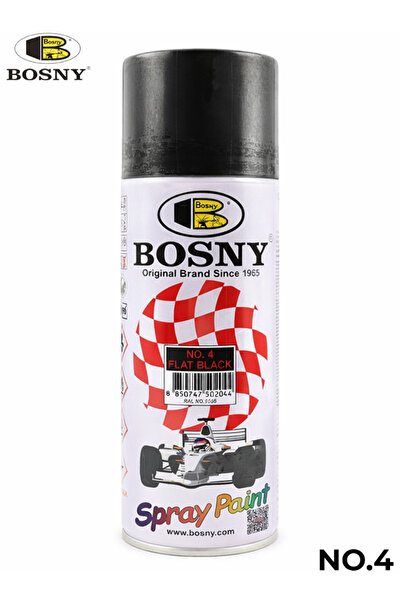 Bosny Spray Paint No.4 Flat Black 400ml Quick Dry Matte Finish for Metal Wood...