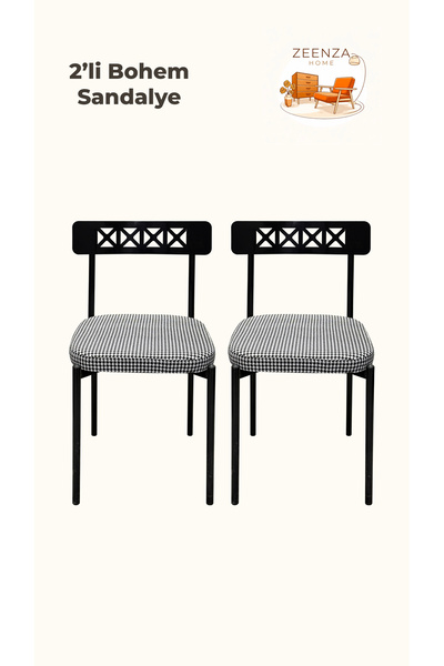 TP TUNAPRES Zeenza Home Cross Kazayağı Desenli Metal Sandalye