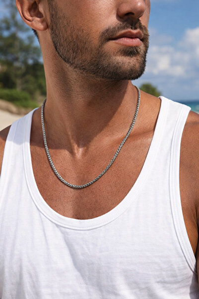 Açıkmeşe Ev Yaşam Ürünleri Wheat Braided Steel Mesh Necklace