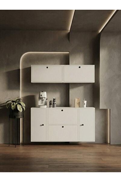 FOR WOMAN DESİGN Ahşap Modern Kahve Köşesi 6 Kapaklı Yeni Nesil Kahve Makines...